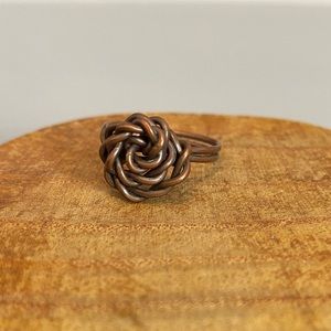 Handmade Copper Wire Floral Artisan Ring Sz 5